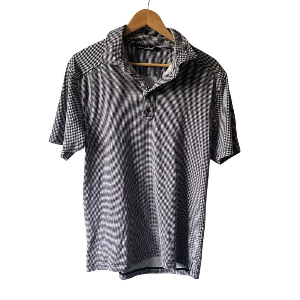 Travis Mathew Handsome Town Golf Polo Black White Checkered Size Medium